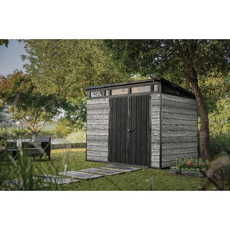 Keter – Abri de jardin en résine 6 m² – Double paroi avec armature en acier – Résistant aux intempéries – 7 fenêtres et plancher robuste