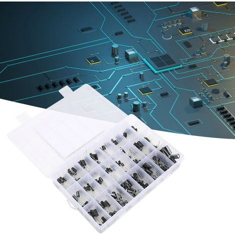 Kit d'assortiment de 240 condensateurs électrolytiques noirs (0,1 µF à 1000 µF) avec boîte de rangement - Composants électroniques (1/5)
