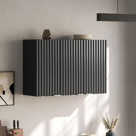 Pensile da cucina a 3 ante da parete, MDF nero 90 x 29 x 60 cm HAVRYA (1/5)