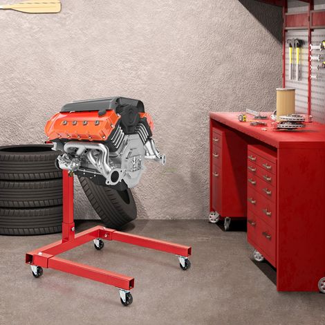1500LBS Support de Moteur avec Tête Rotative 360° et 4 Bras Réglables Support de Levage de Moteur avec Roulettes Poignée Antidérapante Rouge CW8701 Maison Chic (1/5)