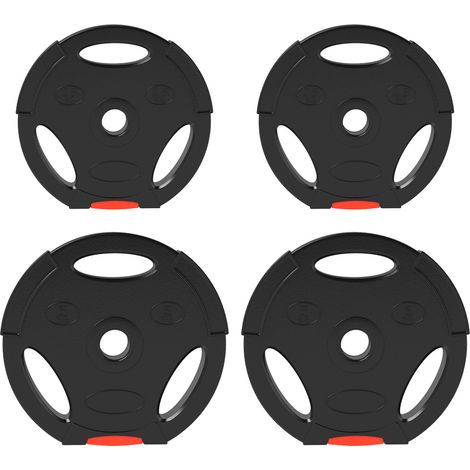 Entraînement polyvalent avec disques d'haltères, lot de 4 de 15 kg, alésage 2,5 cm, pour maison ou salle (1/5)