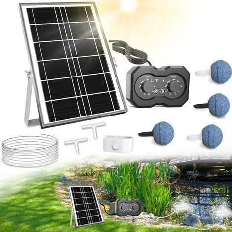 Pompe à air solaire oxygénateur pour étang. bouton de rotation simple amélioré. aérateur de bassin solaire. 2 modes de fonctionnement. aérateur solaire pour étangs extérieurs avec fonction de (1/5)