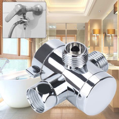 Inverseur de douche à 3 voies avec adaptateur en T pour tuyau de 1/2" [JUN]
