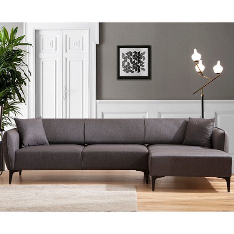Rechtes Ecksofa Belissimo Dunkelgrau