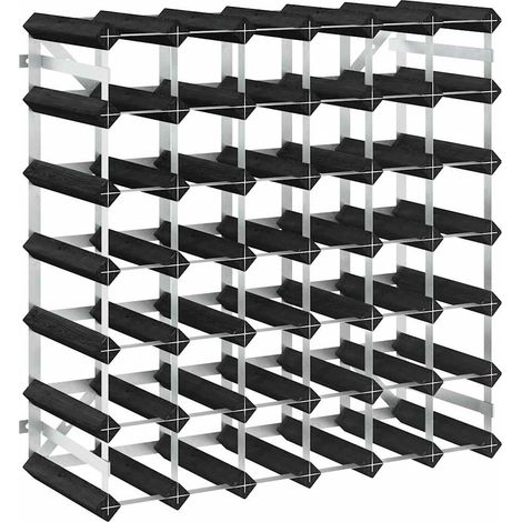 Wine Rack for 42 Bottles Black Solid Pine Wood vidaXL