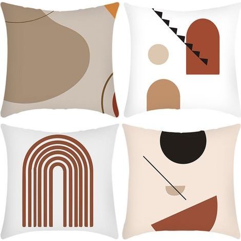 Housse de Coussin 45x45cm Canapé Decoratif Carré Lin Taie d'oreiller Moderne Housses de Coussin pour Maison Salon Chambre Décoration D'intérieur, Ensemble de 4 pièces Art abstrait, 18x18in (1/5)