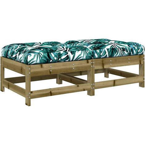 Tabouret de jardin et coussins, ensemble deux pièces, pin imprégné. (1/5)