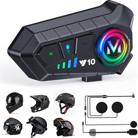 Bluetooth-Motorradhelm, Skihelm, geräuschunterdrückende Stereo-Musikwiedergabe, automatische Anrufannahme, IPX6 wasserdicht, intelligente Geräusch-/Siri-Aktivierung, 1000 mAh (1/5)