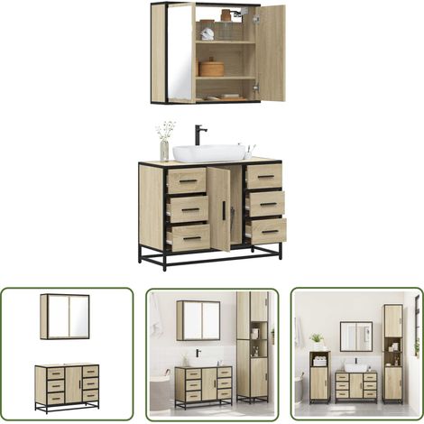 vidaXL Ensemble de meubles de salle de bain 2 pcs chêne sonoma (1/5)