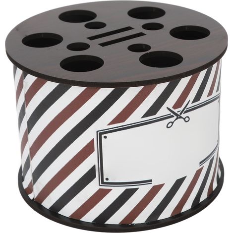 Boîte de rangement ronde pour ciseaux, style vintage, grande capacité, en bois, idéale pour les professionnels et les coiffeurs. (1/5)