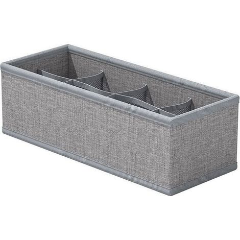 Boîte de rangement pour sous-vêtements et chaussettes, grise à 8 compartiments, organiseur de tiroir pliable avec compartiments, pour armoire ou penderie. (1/5)