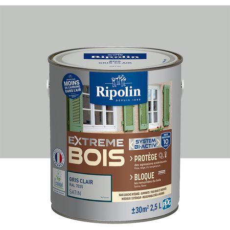 Ripolin – Peinture satin pour bois intérieur et extérieur 2,5L – Gris clair RAL 7035 – Haute résistance aux intempéries et UV – Écologique Ecolabel (1/10)