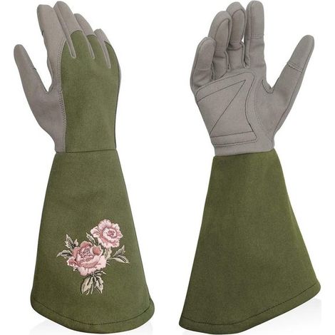 Gants de taille de rosiers - Gants anti-épines - Gants de jardin brodés - Gants de protection extra longs pour l'avant-bras - Gants de jardin en tissu Oxford - Légumes (1/5)