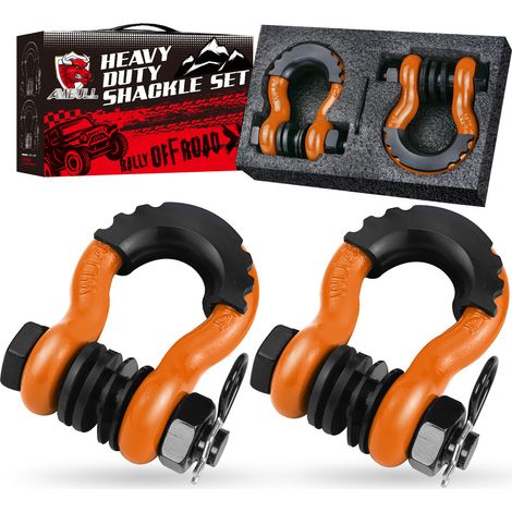 3/4 Zoll D-Schäkel (2er-Pack), Bruchfestigkeit 20T, mit 7/8 Zoll Bolzen, geeignet für Anhängergurte, Winden, Geländewagen usw. (1/5)