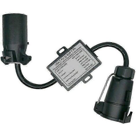 Adaptateur d'éclairage de remorque 7 voies lame vers 7 broches rondes - USA vers UE hwy539 (1/5)