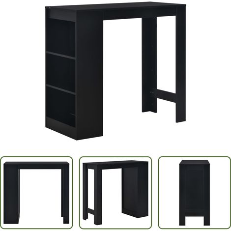 Table de cuisine - Table de bar avec étagère Noir 110x50x103 cm (1/5)
