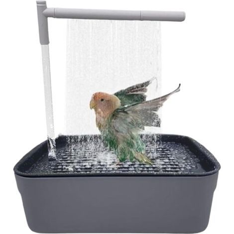 Bain d'oiseaux rechargeable – Baignoire pour perroquet Douche automatique pour perruches, baignoire silencieuse avec robinet de circulation, accessoires de bain pour inséparables, pinsons, perruches (1/4)