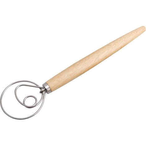 Batteur à pâte danois, en bois, avec un manche en bois, pour le pain, les pizzas, les gâteaux et les pâtisseries.-AquaForge (1/5)