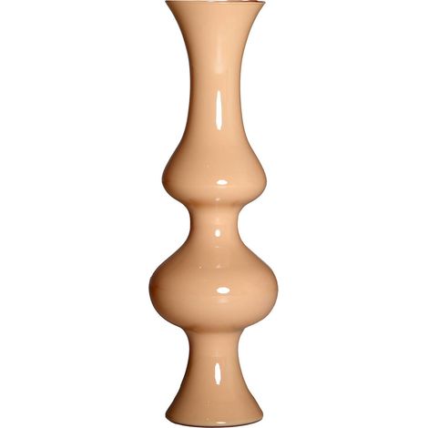 Vase décoratif en verre crème finition laquée style contemporain - Crème laqué contemporain (1/3)
