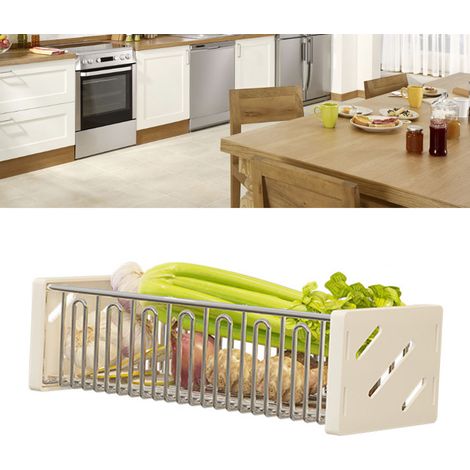 Étagère murale de cuisine multifonctionnelle avec panier de rangement suspendu et égouttoir pour légumes et épices (1/5)
