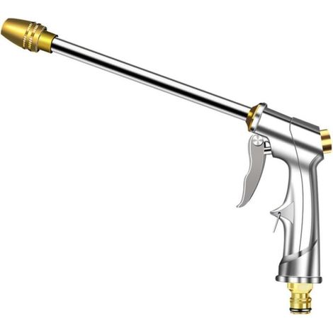 Pistolet d'arrosage en métal - Pistolet pulvérisateur - Pour tuyau d'arrosage - Pistolet haute pression - Pour lavage de voiture et jardinage (1/5)