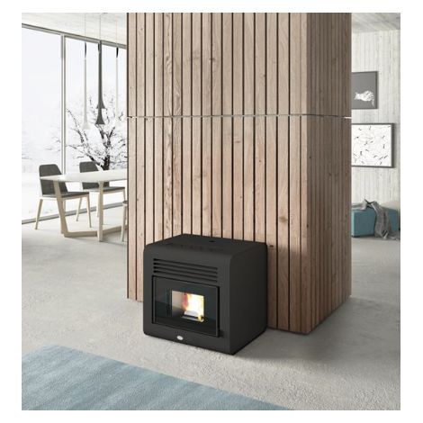 Inserto para chimenea de pellets Eva Calor Nico 13kW con doble canalización (1/4)