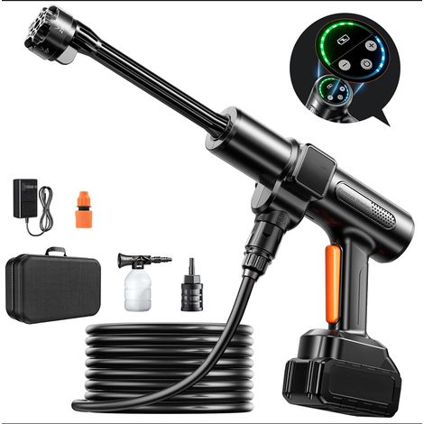 Nettoyeur haute pression sans fil (PSI), 3,0 GPM, avec réglage multi-niveaux, buse 6-en-1, canon à mousse et tuyau de 32 pieds — Pour usage automobile et domestique