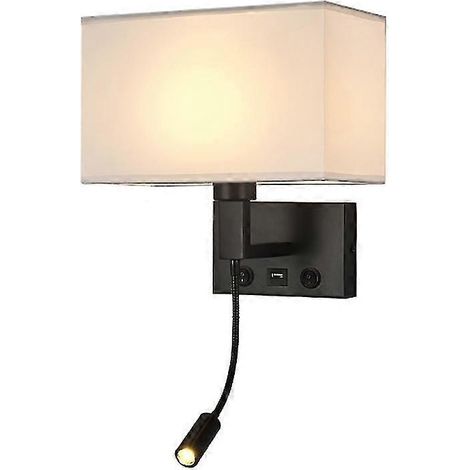 3104 5W LED-Wandleuchte für Bett und Flur mit Schwanenhals-Spot und USB-Anschluss - Schwarz / (Schwarz-Weiß-Abdeckung, warmes Licht) (1/5)