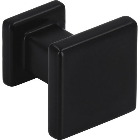 Siro Möbelknopf Baios 20x20mm - Möbelknauf quadratisch - Möbelgriff aus Metall, Zinkdruckguss schwarz matt (1/4)