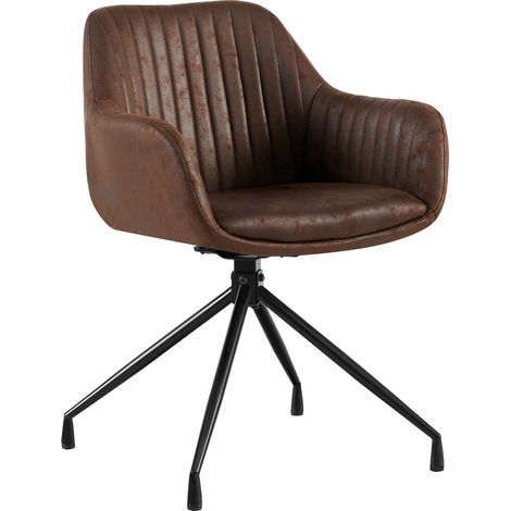 Silla de comedor Welby Marrón oscuro Simil cuero vintage
