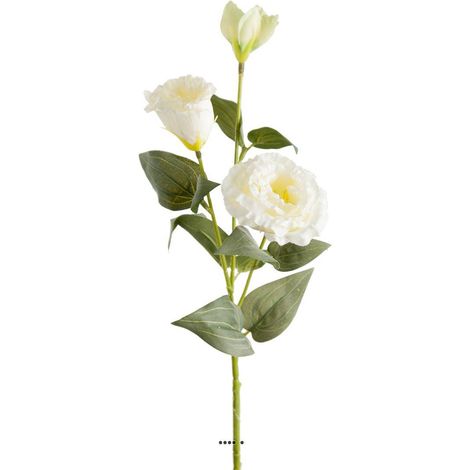 Lisianthus artificiel en tige H70cm D18cm 3 fleurs haut de gamme Crème - couleur: Crème