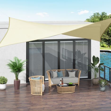 Tenda parasole rettangolare Outsunny 3 x 3 m in polietilene ad alta densità con protezione UV e borsa per il trasporto - colore crema