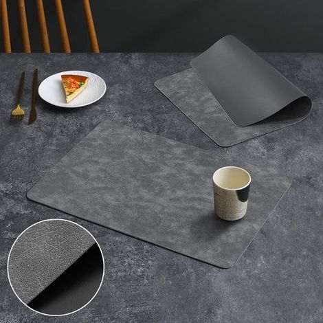 Set di tovagliette reversibili: 2 tovagliette bicolore antiscivolo in similpelle, lavabili e facili da pulire per l'uso quotidiano, grigio stella. (1/5)