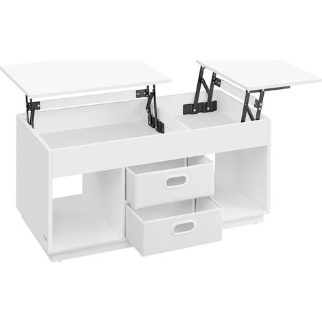 Mesa de centro elevable con 2 cajones y compartimentos ocultos compartimentos abiertos para salón oficina en casa color blanco 120007488