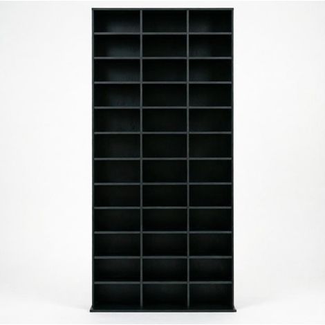 Libreria multimedia verticale nera in MDF per CD e DVD, 102 x 23,5 x 195 cm (1/5)