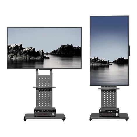 Support TV avec roulettes Support TV universel pour écrans 32-65 pouces Support TV rotatif Charge max 50 kg Hauteur réglable 130-63 mm VESA Max 600 x 400 mm pour Chambre à coucher (1/5)