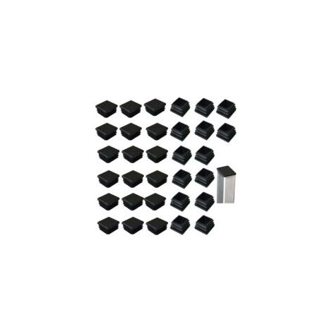 32 embouts à lattes pour tubes carrés 40 x 40 mm, carrés en plastique noir, embouts carrés pour produits métalliques/chaises/canapés/tables - Crezuo (1/4)