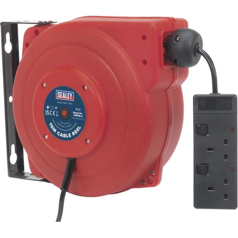 Sealey CRM15 Cable Reel System Retractable 15m 2 x 230V Socket
