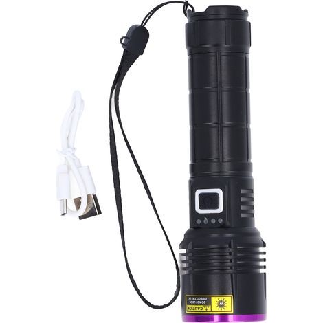 365nm UV Flashlight, USB Rechargeable, Portable Ultraviolet Torch, Pet Urine Detector, for Resin Processing, Fishing Minerals, Scorpion Control