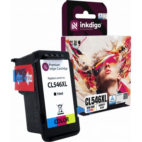 Inchiostro Inkdigo CL546 compatibile con Canon Pixma IP2820 MG2440 MX494 TR4540, certificato TÜV. (1/5)