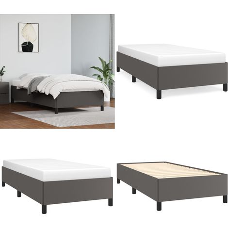 Bettgestell Grau 100x200 cm Kunstleder - Bettes Gestell - Schlafzimmer Möbel - Kunstleder Bett - Doppelbett - Boxspringbetten - Home & Living (1/5)