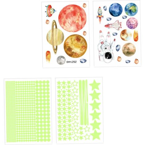 2 Ensembles Autocollants Muraux Lumineux Décor Solaire Créatif Pour Chambre Garçon Fille De Décoration Murale Amovible Et Fluorescente Pour Salle De Jeux Et Salon 4 Feuilles2 (1/5)
