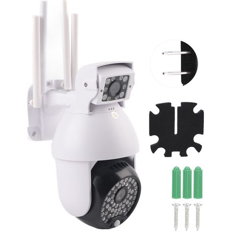 Caméra Wifi PTZ 1080P Double Objectif 60 LED Infrarouge Détection Mouvement IP66 Étanche Vision Nocturne Sécurité Maison 100‑240V Prise US (1/5)