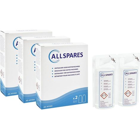 Descalcificador AllSpares para cafeteras compatible con De'Longhi DLSC200 EcoDecalk (6 cápsulas de 100 ml) (1/2)
