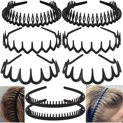 Lot de 8 peignes à cheveux élégants et antidérapants en plastique noir mat, pour cheveux fins, femmes, hommes et adolescentes. (1/5)