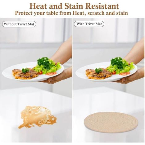 4 sous-plats résistants à la chaleur de 20 cm protège-tables pour cuisine repose-plateaux en différentes teintes marron (1/4)