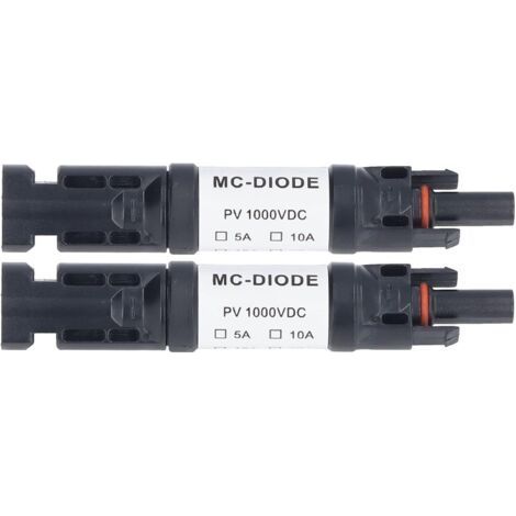 Lot de 2 Pièces de Connecteur PV Solaire 1000 V connecteur MC4,Diode Anti-retour Intégrée IP68 étanche pour Connexion Panneau Solaire(20A) (1/5)