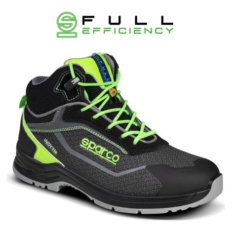 Sparco Indy Ranger ESD S3S SR LG scarpa alta da lavoro antinfortunistica N.43 nero/verde fluo in speciale materiale anti abrasione rigenerato sparco Nero + Verde Fluo 43