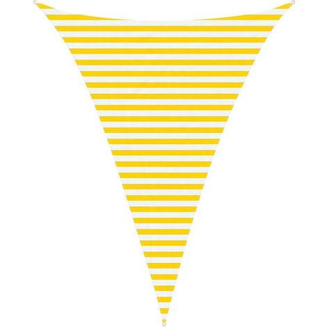 Voile d'ombrage à rayures jaunes et blanches, 3 x 4 x 4 mètres, tissu Oxford 100% polyester. (1/5)