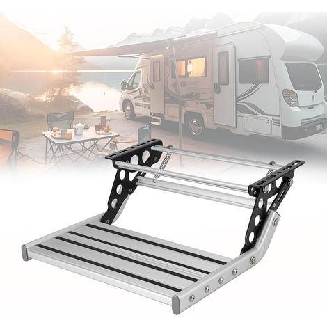 Marchepied pour Camping Car,Escabeau Pliable Manuel en Alliage D'Aluminium avec Bande Antidérapante et Extensible,Capacité de Charge de 200 KG,pour Camping Car,Caravane,Remorque,Camion (1/5)